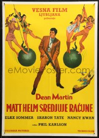 5j1238 WRECKING CREW Yugoslavian 20x28 1969 Dean Martin as Matt Helm, lots of sexy spy babes!