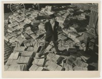 5k0119 CITIZEN KANE 8x10.25 still 1941 great image of Orson Welles standing over newspaper piles!