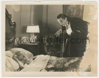 5k0183 DRACULA 8x10.25 still 1931 great image of vampire Bela Lugosi over sleeping Frances Dade!