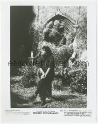 5k0189 EDWARD SCISSORHANDS candid 8x10 still 1990 director Tim Burton on set by hedge sculptures!
