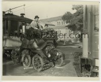 5k0282 HOG WILD 8x9.75 still 1930 Stan Laurel & Oliver Hardy's car squished between trains!