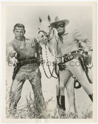 5k0393 LONE RANGER TV 7.25x9 still 1960 Clayton Moore & Silver with Jay Silverheels as Tonto!
