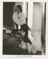 5k0405 MAE WEST 8.25x10 still 1937 in wild fur outfit leaning on stool from Every Day's a Holiday!