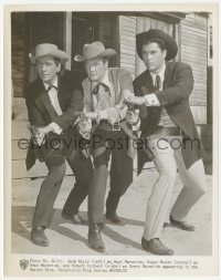 5k0429 MAVERICK TV 8x10.25 still 1950s Roger Moore, Jack Kelly & Robert Colbert with guns drawn!