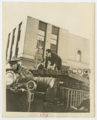 5k0491 PROFESSOR BEWARE 8x10 key book still 1938 Harold Lloyd riding on top of fire engine!