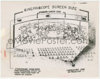 5k0524 ROBE 8x10.25 still 1953 cool diagram of CinemaScope screen size compared to standard screen!