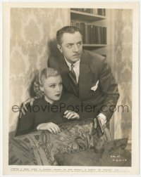 5k0590 STAR OF MIDNIGHT 8x10.25 still 1935 close up of scared Ginger Rogers & William Powell w/gun!