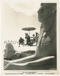 5k0617 TEN COMMANDMENTS candid 8x10.25 still 1956 Cecil B. DeMille filming on crane by sphinx set!