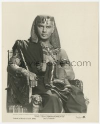 5k0614 TEN COMMANDMENTS 8x10 still 1956 best portrait of Yul Brynner as Rameses on throne!