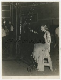 5k0624 THIS MODERN AGE candid 7.5x9.75 still 1931 Joan Crawford sitting on ladder watching rehearsal!