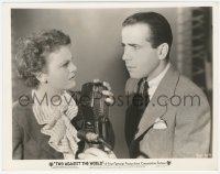 5k0646 TWO AGAINST THE WORLD 8x10.25 still 1936 c/u of Humphrey Bogart & Beverly Roberts on radio!