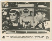 5k0535 SABRINA English FOH LC 1954 close up of Audrey Hepburn & William Holden in car, Sabrina Fair!