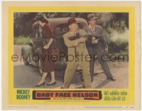 5k0903 BABY FACE NELSON LC #4 1957 great image of gangster Mickey Rooney with Tommy gun by car!