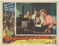 5k0907 BEGINNING OF THE END LC #4 1957 intense Peter Graves & Peggie Castle staring at machine!