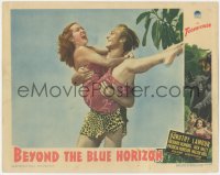 5k0911 BEYOND THE BLUE HORIZON LC 1942 Richard Denning in loincloth carrying sexy Dorothy Lamour!