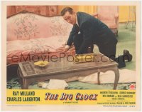 5k0912 BIG CLOCK LC #5 1948 Ray Milland finds a dead body laying on floor by couch, film noir!