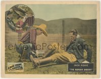 5k0923 BORDER SHERIFF LC 1926 Edgar Ulmer, cowboy Jack Hoxie puts cuffs around bad guy's ankle!