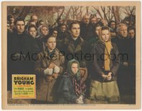 5k0928 BRIGHAM YOUNG LC 1940 Tyrone Power & 16 year-old Linda Darnell in large crowd watching!