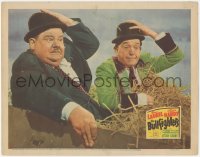 5k0933 BULLFIGHTERS LC 1945 great close up of Stan Laurel & Oliver Hardy hiding in hay wagon!