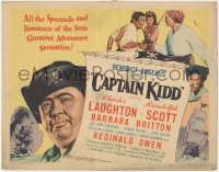 5k0746 CAPTAIN KIDD TC 1945 pirate Charles Laughton, Gilbert Roland + cool ship artwork!
