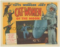 5k0943 CAT-WOMEN OF THE MOON LC 1953 astronaut Sonny Tufts standing by spaceship on alien planet!