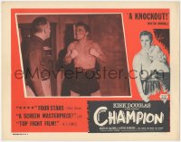 5k0944 CHAMPION LC R1955 great close up of enraged boxer Kirk Douglas, noir boxing classic!