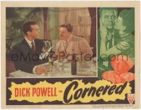 5k0963 CORNERED LC 1946 cool image of Dick Powell & Walter Slezak drinking!