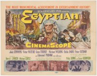 5k0772 EGYPTIAN TC 1954 artwork of Jean Simmons, Victor Mature & Gene Tierney in ancient Egypt!