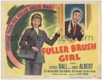5k0778 FULLER BRUSH GIRL TC 1950 saleswoman Lucille Ball knocking on Eddie Albert's door!