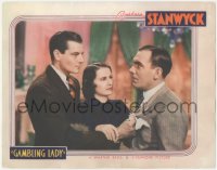 5k1046 GAMBLING LADY LC 1934 Barbara Stanwyck stops Joel McCrea grabbing Pat O'Brien, ultra rare!