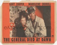 5k1051 GENERAL DIED AT DAWN LC R1942 close up of Gary Cooper with gun protecting Madeleine Carroll!