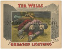 5k1073 GREASED LIGHTNING LC 1928 cowboy Ted Wells in death struggle with bad guy on the ground!