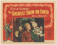 5k1079 GREATEST SHOW ON EARTH LC #4 1952 best image of James Stewart, Betty Hutton & Emmett Kelly!