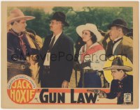 5k1084 GUN LAW LC 1933 Bob Burns shakes Jack Hoxie's hand for saving pretty Mary Carr's life!