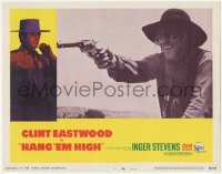 5k1091 HANG 'EM HIGH LC #3 1968 close up of guy with eyepatch pointing gun, Clint Eastwood classic!