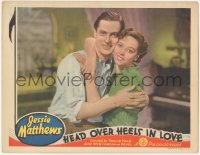 5k1096 HEAD OVER HEELS IN LOVE LC 1937 best portrait of Jessie Matthews & Robert Flemyng hugging!