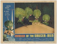 5k1158 INVASION OF THE SAUCER MEN LC #2 1957 c/u of 4 wacky cabbage head aliens making plans by car!