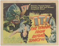 5k0802 IT! THE TERROR FROM BEYOND SPACE TC 1958 great artwork of wacky monster with female victim!