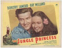 5k1174 JUNGLE PRINCESS LC R1946 best close up of Ray Milland & Dorothy Lamour with flower in hair!