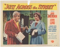 5k1175 JUST ACROSS THE STREET LC #6 1952 c/u of Ann Sheridan handing cash to Cecil Kellaway!