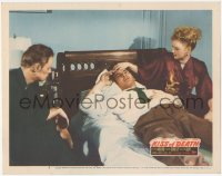 5k1192 KISS OF DEATH LC #3 1947 sexy woman & Richard Widmark by Victor Mature's bedside!