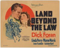 5k0808 LAND BEYOND THE LAW TC 1937 great art of cowboy hero Dick Foran & pretty Linda Perry!