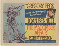 5k0819 MACOMBER AFFAIR TC 1947 full-length art of Gregory Peck with rifle, Joan Bennett, Hemingway!