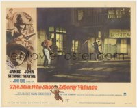 5k1237 MAN WHO SHOT LIBERTY VALANCE LC #4 1962 James Stewart & Lee Marvin in the climactic gunfight!