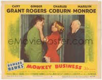 5k1258 MONKEY BUSINESS LC #5 1952 Charles Coburn watches sexy Marilyn Monroe slap Cary Grant!