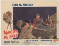 5k1266 MURDER HE SAYS LC #8 1945 Helen Walker watches Fred MacMurray fight hillbilly Peter Whitney!