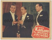 5k1274 MYSTERY OF MR WONG LC 1939 Chinese Boris Karloff, Craig Reynolds and Ivan Lebedeff in tuxedos!