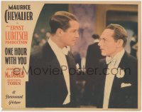5k1300 ONE HOUR WITH YOU LC 1932 close up of Maurice Chevalier & Charlie Ruggles in staredown!