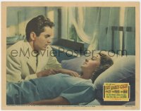 5k1344 RAINS CAME LC 1939 close up of Tyrone Power visiting Myrna Loy in hospital bed!