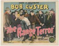 5k0842 RANGE TERROR TC 1925 great image of cowboy Bob Custer punching bad guy in crowd of people!